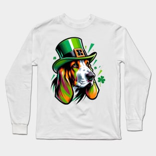 Basset Hound's Festive Saint Patrick's Day Portrait Long Sleeve T-Shirt